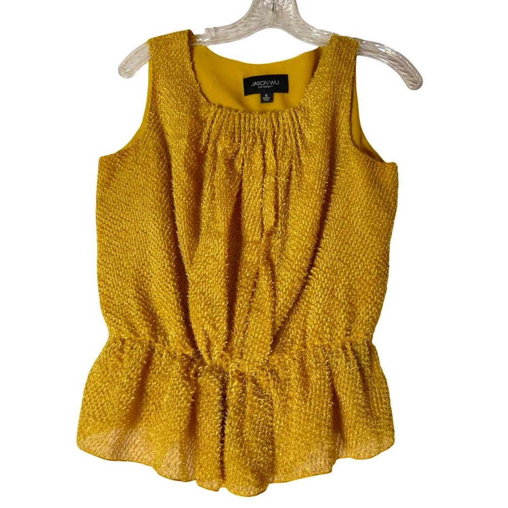 Jason Wu x Target Yellow Textured Peplum Top M